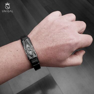 Чоловічий шкіряний браслет UNIQAL 'Premium Style' з нержавіючої сталі, чорний, 19 см | Безкоштовна подарункова коробка