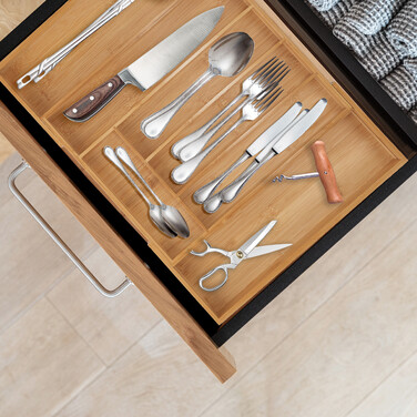 Relaxdays Extendable Bamboo Cutlery Box