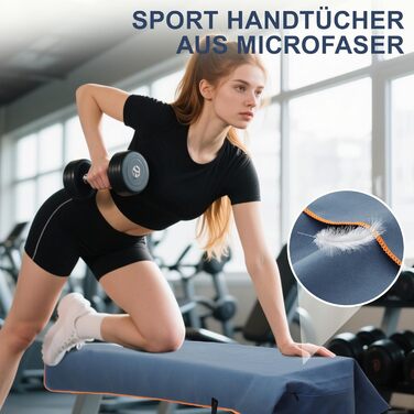 Набір спортивних рушників 2 шт. 120x50 см з кишенею на блискавці, мікрофібра, для тренажерного залу, швидка сушка, для тренувань, кемпінгу, подорожей (темно-синій-жовтий)