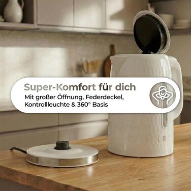 Електричний чайник Aeco AQA NEO з нержавіючої сталі, 1.7 л, 2150 Вт, без BPA, фільтр від накипу, бездротовий, CoolTouch, шампань сріблястий