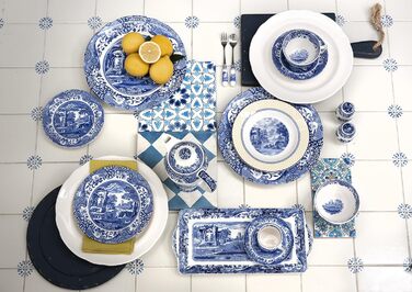 Spode Blaue Zuckerdose з кришкою, 266 мл, Steingut, вінтажний дизайн, придатна для миття в посудомийній машині, мікрохвильовій печі та морозильній камері
