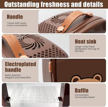 Міні-холодильник KFO Ultra-тихий (20 dB) з LED-дзеркалом для косметики та напоїв, 220V AC/ 12V DC, термоелектричне охолодження та нагрівання, білий (6 л)