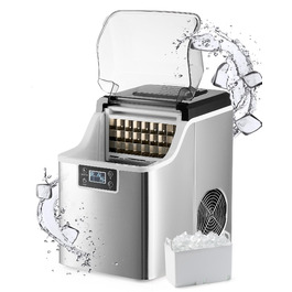 Льодогенератор Wilprep для дому та бізнесу: 22 кг/24 год, самоочищення, LCD-дисплей, нержавіюча сталь