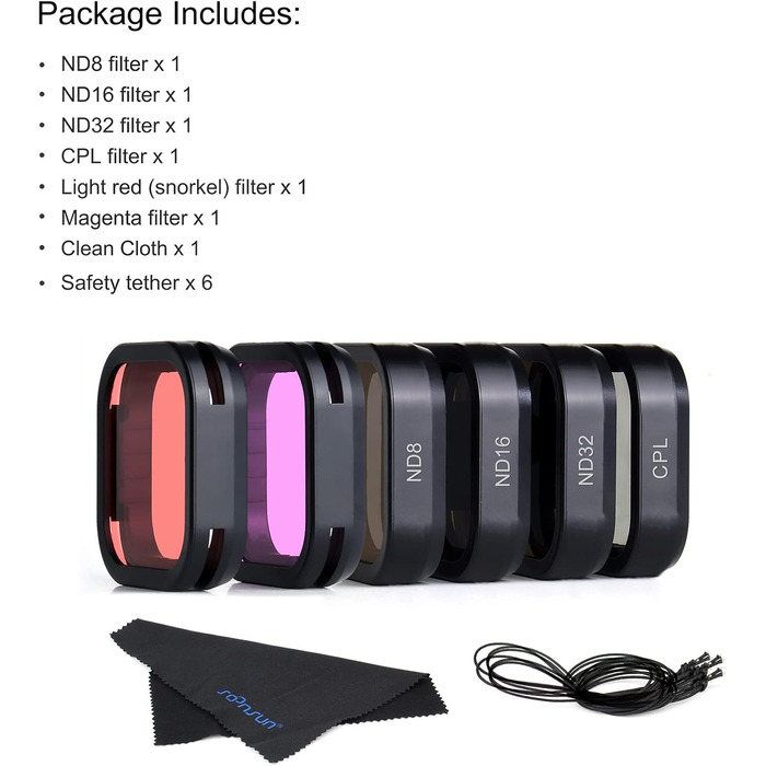 Фільтри SOONSUN CPL, ND8, ND16, ND32 для GoPro Hero 12, 11, 10, 9 - Набір нейтральних фільтрів та поляризатора, захист об'єктива, 4 шт.