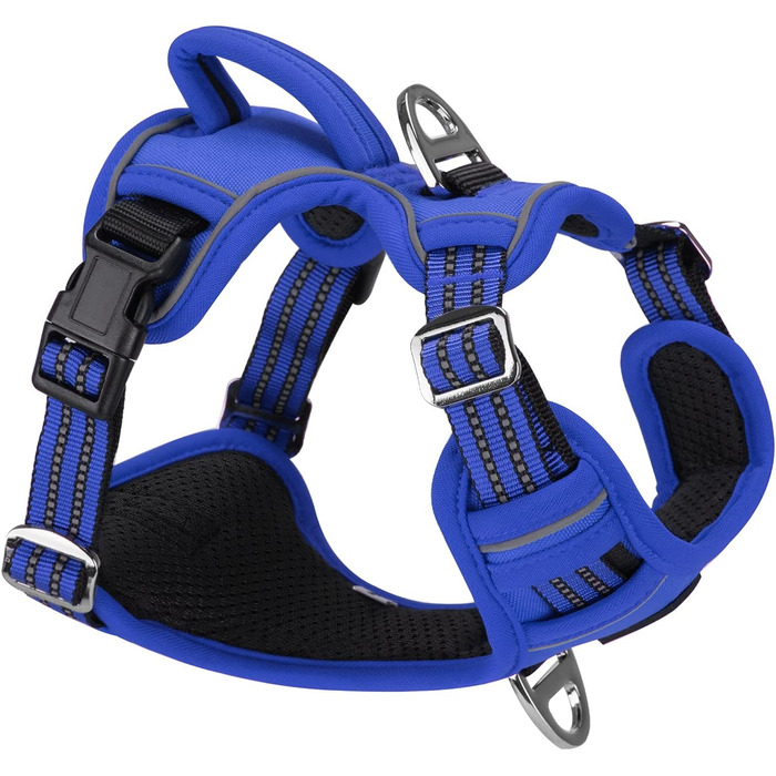 Нашийник для собак великих порід, антинатягний, світловідбиваючий, дихаючий, легкий, безпечний, м'який, Tarngrün XL, Tarngrün (1 шт., колір: синій)