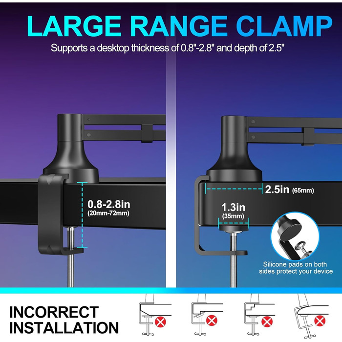 Низькопрофільний мікрофонний важіль, міцний тримач для мікрофону з кріпленням до столу 7 см, адаптери 3/8' та 5/8', для Blue Yeti, подкастів, геймінгу, вантажопідйомність до 2 кг, чорний