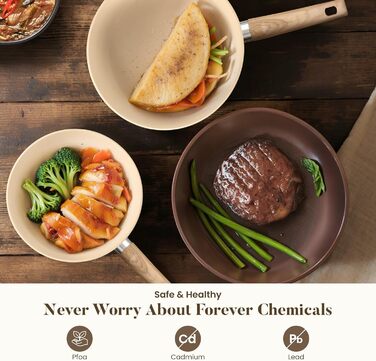 Набір індукційних каструль та сковорідок Kitchen Academy, 12 предметів, антипригарне покриття, блакитний, гранітний, безпечний