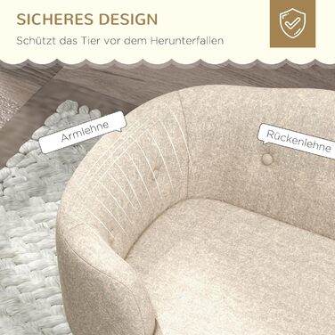 PawHut лежанка для собак та котів з подушкою, м'яка, з кишенею, 70x47x30 см, темно-сірий/кремовий