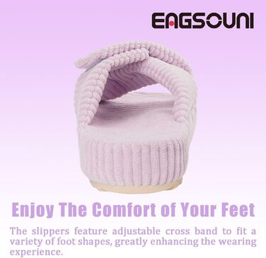 Жіночі домашні тапочки з меморі-піною, зручні, з перехресними ремінцями, антиковзні, для дому та сну, розмір 37/38 EU, світло-фіолетовий