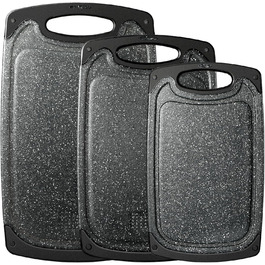 Набір дощок для нарізання з пластику з імітацією мармуру, з жолобками для соку та неслизькими ручками, 3 шт., BPA-Free, мармур, професійні, придатні для миття в посудомийній машині