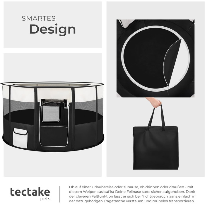 Тектейк® вольєр для цуценят, аксесуари для собак, вольєр для собак, складаний, для дрібних тварин, таких як кролики, коти, як вольєр для вигулу, для кроликів, морських свинок - Чорний Чорний | № 402438