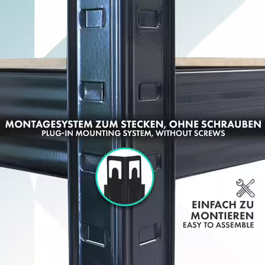 OfficeMarshal Heavy-Duty Shelving Unit - Lakota (200 x 120 x 60 cm, Black)