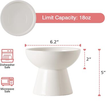 Керамічна миска для котів з піднятою платформою, 2 шт., блакитна, проти блювоти, для собак та котів