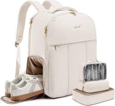 Рюкзак для ручної поклажі OVEVOOK для жінок, 40 л, для подорожей, з відділенням для взуття, для ноутбука 17 дюймів, водонепроникний, для бізнес-поїздок та вихідних (білий, L)