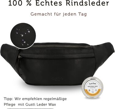 Чоловіча/жіноча поясна сумка Gusti Leather Spencer I з натуральної шкіри (чорна)