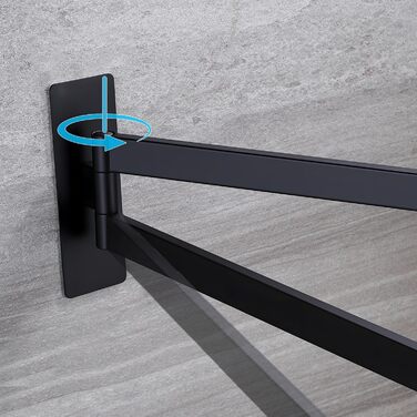 Підвісний тримач для рушників ZUNTO, 2 шт., поворотний 180°, не потребує свердління, нержавіюча сталь 304, для ванної та кухні, сріблястий (матова чорна), 40.8 см