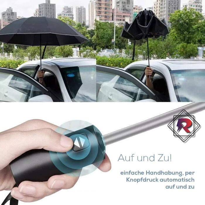 Стійка до вітру парасолька – надміцна з 12 спицями. Зручне складання без крапель – компактний, для жінок та чоловіків. Автоматичне відкриття – світловідбиваючі елементи на краю.