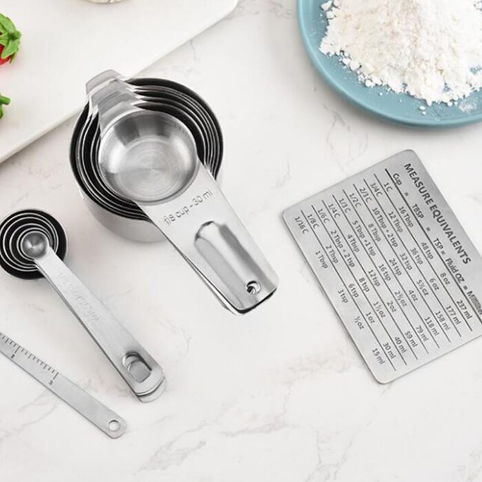 Ciieeo 15St Messlöffel Umrechnungstabelle messbecher set measuring cups set Baking set with measuring cups Kitchen helper Utensils Portable rice spoon Portable kitchen appliances Stainless Steel Silver