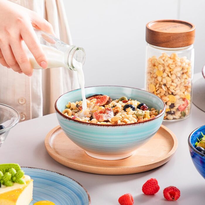 Набір посуду Vancasso Bonita (24 елементи) блакитний, кераміка, для 6 осіб, ручна робота, набір посуду