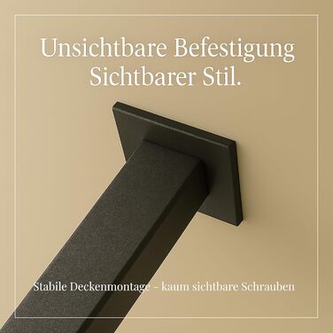 Ceiling-Mounted Clothes Rail, Black Metal - Wardrobe Rail, Ceiling-Mounted, 30 kg Load Capacity - Handmade & Powder-Coated - Hanging Clothes Rail, W80cm x H60cm