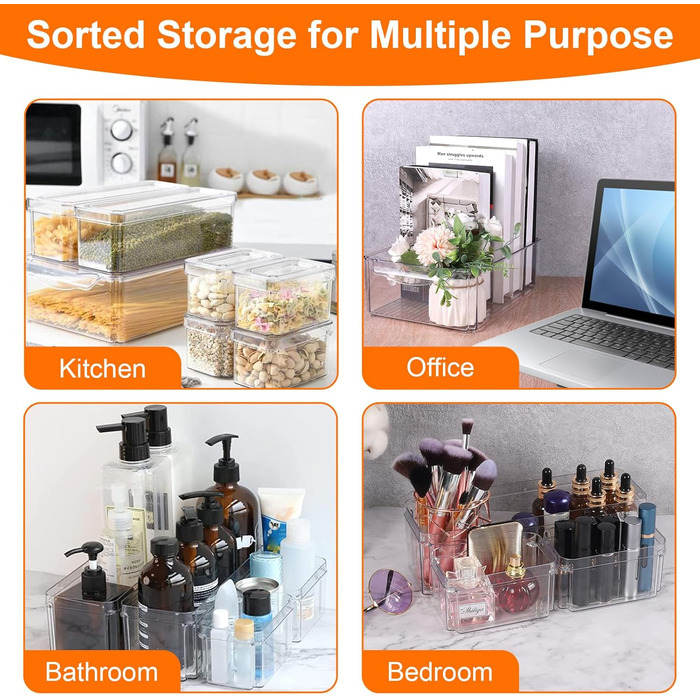 Refrigerator Organizer Set, 6-Piece Set of Refrigerator Storage Boxes with Lids, Transparent Stackable Refrigerator Boxes, Storage Box for Refrigerator for Kitchen Cabinets (Model 2)