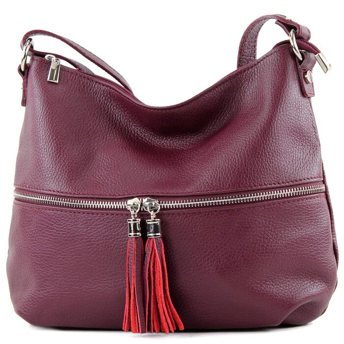 Сумка жіноча шкіряна через плече Modamoda T159, Італія, бордово-фіолетова