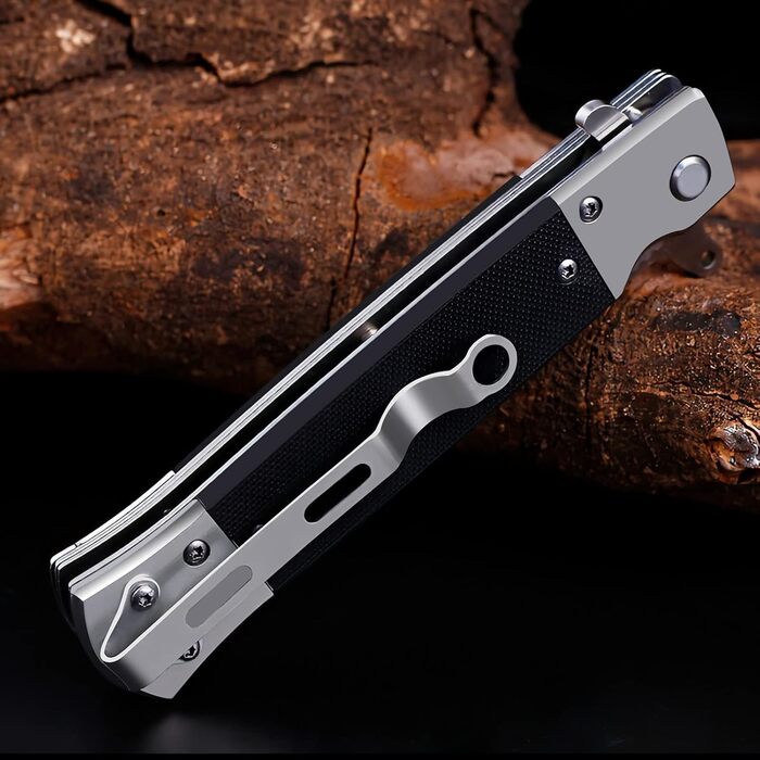 Eil Outdoor Folding Knife – Pocket Knife G10 Handle, Sharp One-Handed Knife Fishing Knife Blade made of Stainless Steel, Pocket Folding Knife Camping Gear for Fishing, Hunting, Sports Activities black