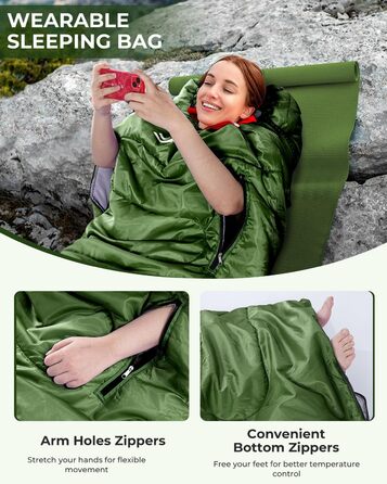 3-4 Season Sleeping Bag - Waterproof Camping Sleeping Bag for Adults - 220x84cm, 1.9KG