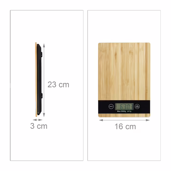 Relaxdays Digital Kitchen Scale Bamboo