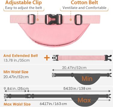 Жіноча/Чоловіча поясна сумка 4 Taschen, велика місткість, водонепроникна, для iPad mini та iPhone 12 Pro Max, для спорту (рожевий)