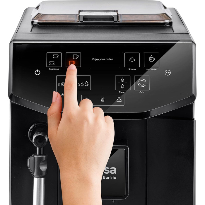 Ufesa Sienna Espresso Machine and Cappuccino Portafilter Machine with Milk Frother, 20 Bar Pressure, Digital Touch Panel, 1360W, for Ground Coffee or ESE Pads, 0.9L Water Tank, Silver (Superautomatic)