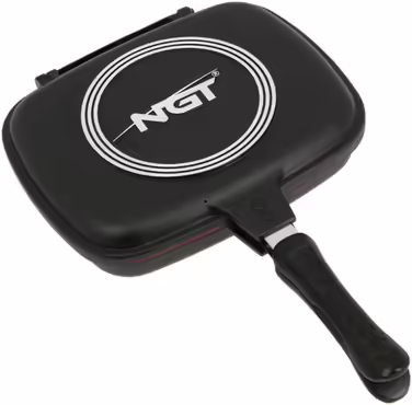 NGT Double Grill Pan Non-Stick Connectable Pans Carp Fishing Cooking Camping - Comes Apart in 2 Pans If Necessary