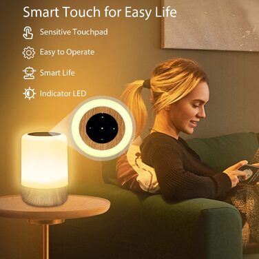LED настільна лампа з сенсорним керуванням, диммуванням, живленням від акумулятора, 8 кольорів, 3 режими, таймер, для спальні/вітальні (світло-коричнева, 2 шт.)