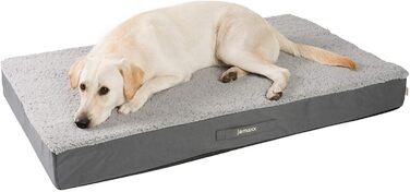 JAMAXX Orthopedic Dog Bed - Joint-Friendly Memory Foam Visco - Washable, Removable Lambskin Cover/Water-Repellent Oxford Fabric - Robust, Cozy Dog Bed PDB1012, 120x73 (L), Grey