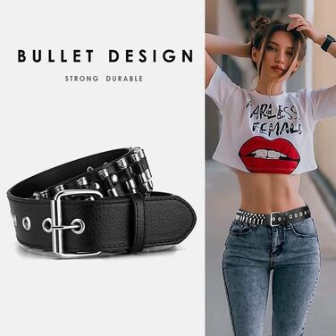 Пряжка з шипами, металевий панк-ремень з яскравими пірамідними шипами для жінок та чоловіків (Чорний, Білий)
