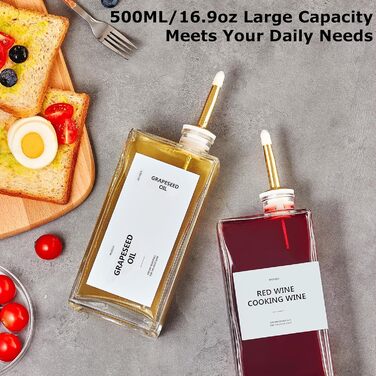 Скляний дозатор для оливкової олії 500 мл з носиком, набір для кухні, ємність для олії та сиропу