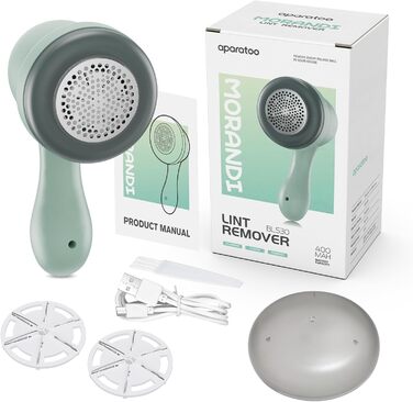 Електричний пристрій для видалення пуху та ниток, 3 леза, 2 швидкості, USB, для одягу та тканини (блакитно-зелений)