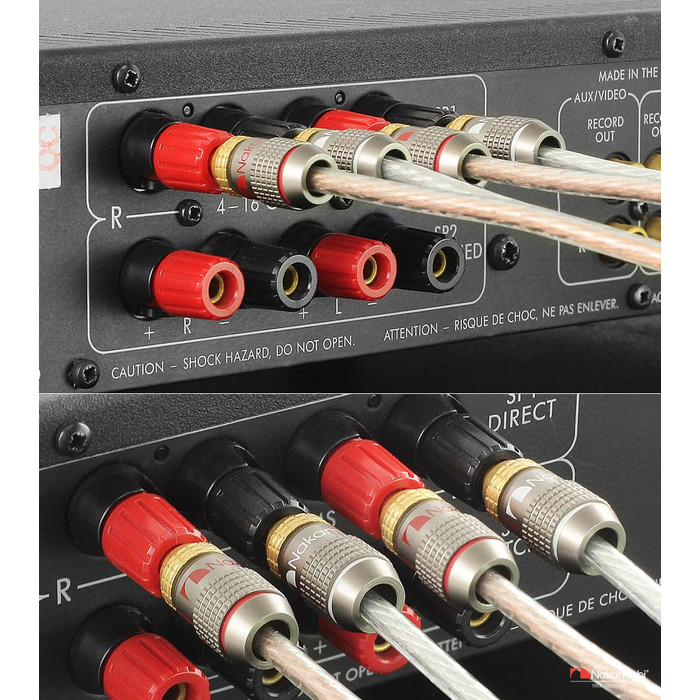 З'єднувачі банани Nakamichi FanLock Excel-Serie 24K, 10-18 AWG, 4 мм, для аудіокабелів, 4 шт. (2 пари)