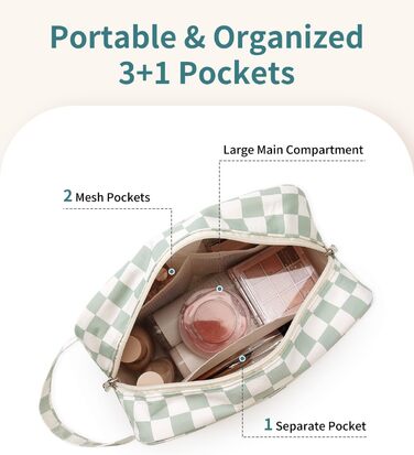 Чоловічий туалетний набір Narwey: водонепроникна косметичка для подорожей з багатьма відділеннями (чорний/рожевий у шаховому візерунку)