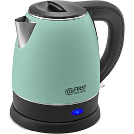 Електричний чайник First Austria Edelstahl, зелено-чорний, 2200W, 1.2л, 20см, з фільтром від накипу, захистом від сухого кипіння, бездротовий