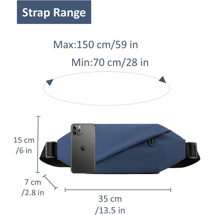 Чоловіча/Жіноча бананка з PU шкіри, водонепроникна, для спорту, подорожей, бігу, трекінгу, стильна темно-зелена (темно-синя, велика)