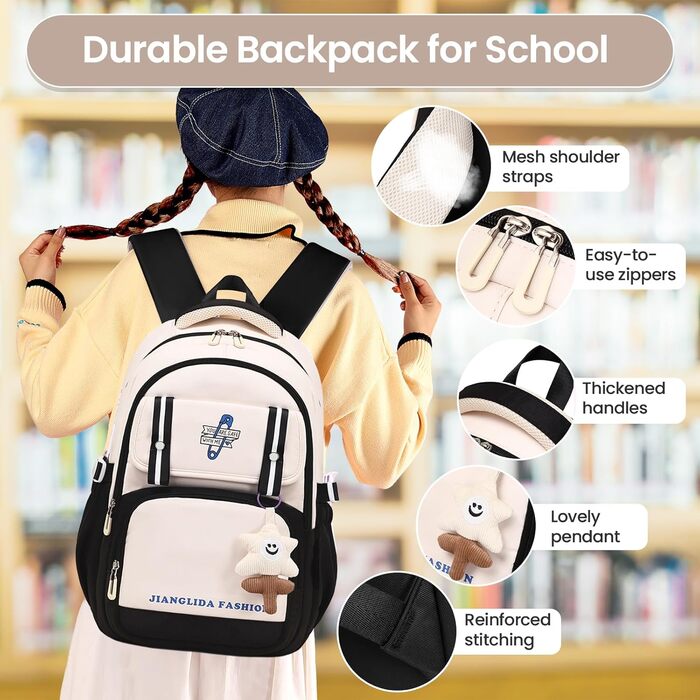 Дитячий рюкзак IvyH для дівчаток - стильний шкільний рюкзак, водонепроникний, великий, для 3-6 класів, фіолетовий (8536# Чорний)