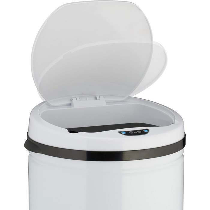 Відро для сміття Relaxdays Sensor 50л, нержавіюча сталь, біле, з автоматичним електричним кришкою, 80x30 см
