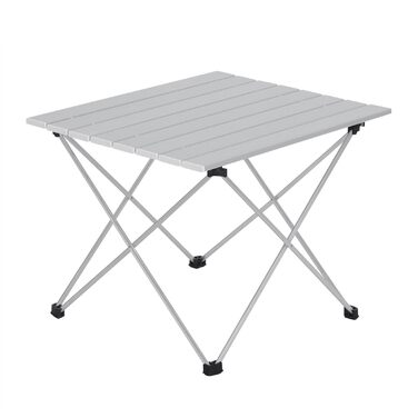 Складаний туристичний столик Woltu Alu - легкий, портативний, для кемпінгу, пікніка, риболовлі, 68x46x40 см, срібний