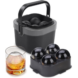 MIFXIN Silicone Ice Cube Mold Set, spherical ice cube mold, whiskey ice ball maker, reusable, transparent, for whiskey, cocktails, cold drinks (4 large balls)