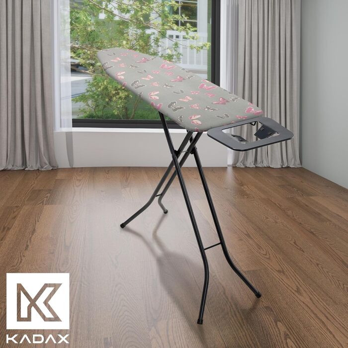 Набір для прасування KADAX з шнурком, бавовняний чохол для прасувальної дошки, підходить для парових прасок, замінний чохол з м'яким підкладом (Квіти, 148x52 см)