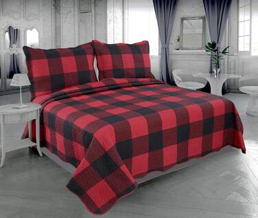 Комплект літньої постільної білизни Marina Decoration з ковдрою та двома наволочками, чорно-червоний візерунок, розмір Full/Queen