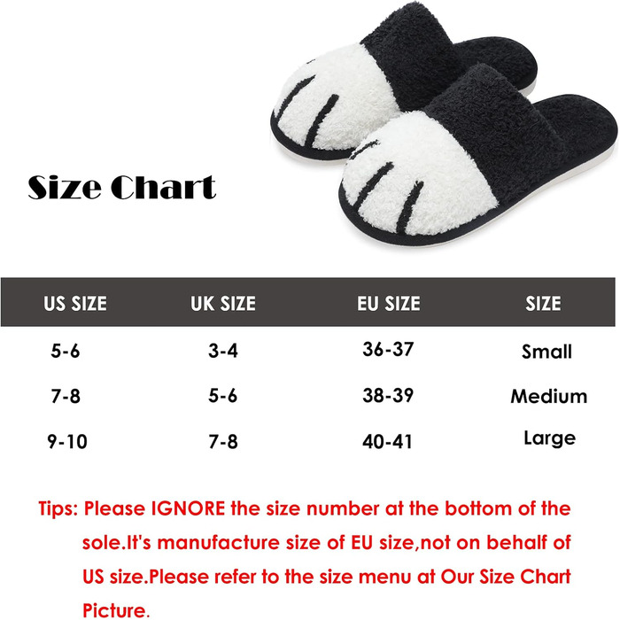 Чорні домашні тапочки MAXTOP з м'якого плюшу у вигляді кігтика кота з пам'ятівою піною, жіночі, 38/39 EU
