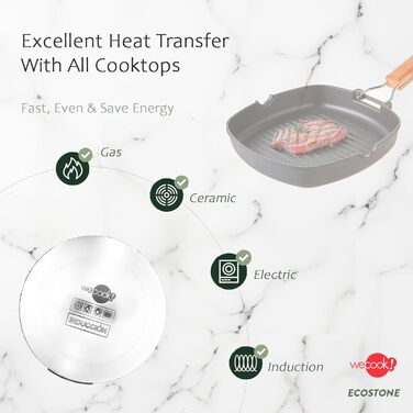 WECOOK! Ecostone Гриль сковорода алюмінієва з антипригарним покриттям рифлена 24x24 см