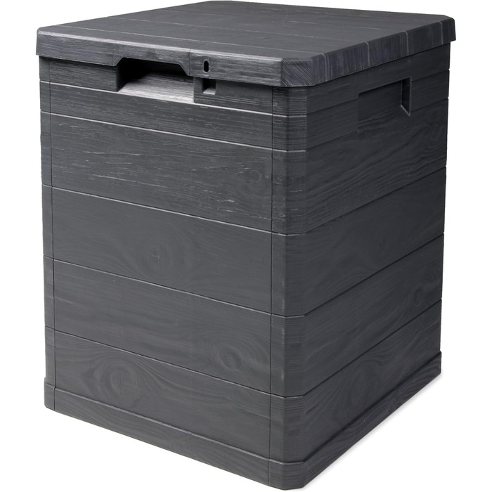 Скриня для зберігання Ondis24 Madera Mini 90 л, дерев'яний дизайн, з замком, для подушок, антрацит